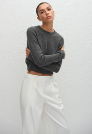 Cashmere Crew Baby Sweater - Charcoal - Matteau